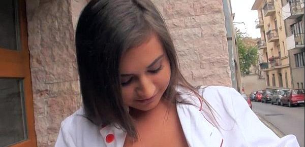  Hot Eurobabe flashes tits and assfuck